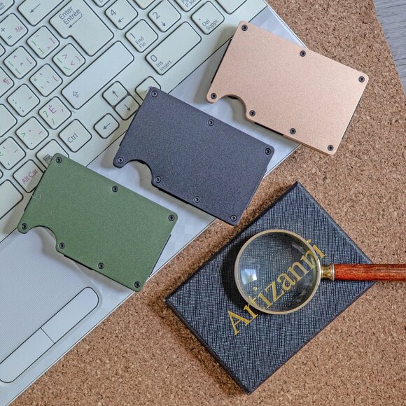 Minimalist Money Clip Aluminum Metal Credit BLACK FRIDAY CYBER MONDAY DEALS - Picture 5 of 6